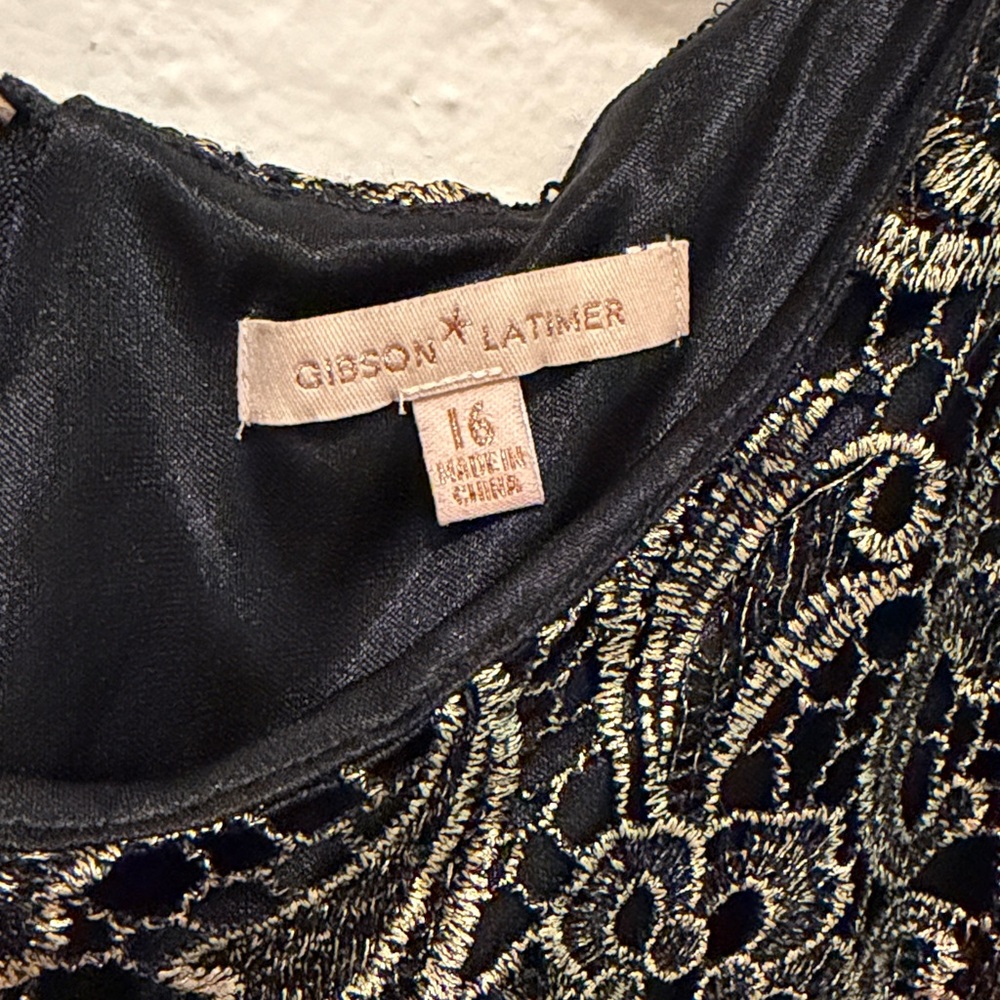 Floral Paisley Lace Dress Black and Gold - Picture 8 of 10